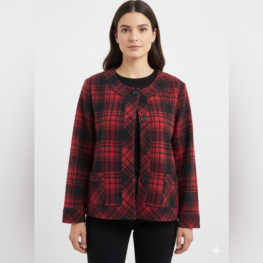 NorthStyle Red and Black Plaid Blazer